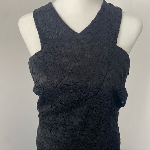 NWOT Sam Edelman Black Embroidered Lace Midi Dress 8 - Picture 3 of 11